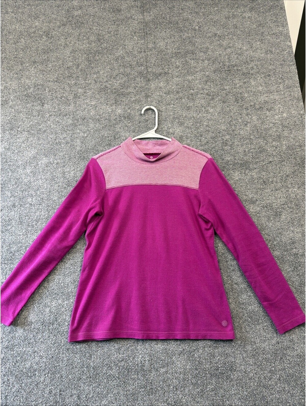 T by Talbots Magenta Mock Neck Long Sleeved Pullover Size: Small. 100% Cotton